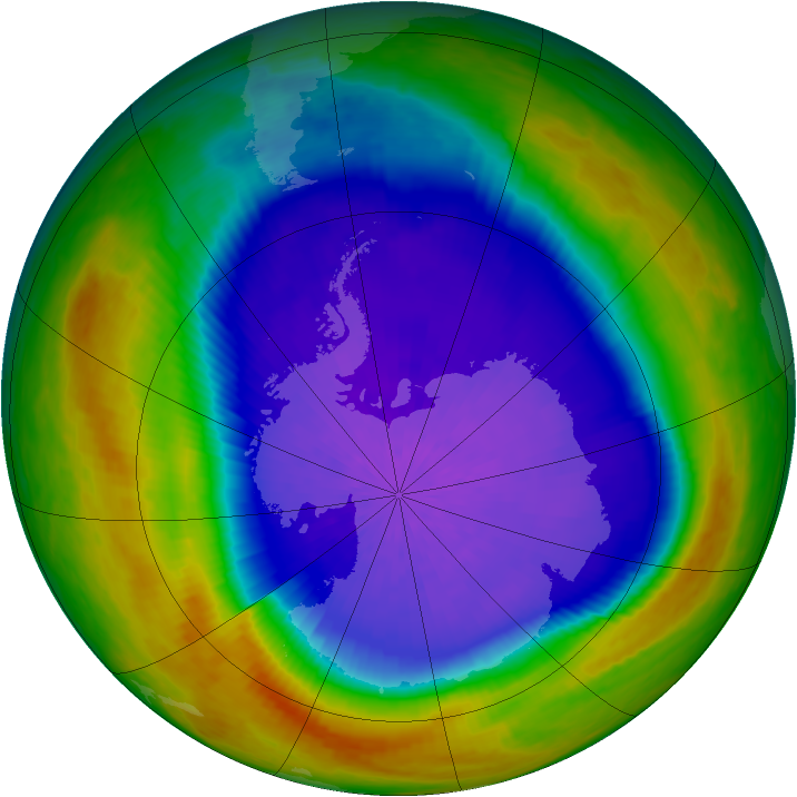 Antarctic ozone map for 30 September 2003